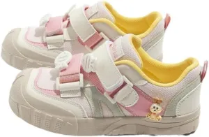 Chunky Cute Shoes for Teen Girls Women - Pink Kawaii No Lace Sneakers with 3 Cartoon Charms, Comfy Thick Sole White Trainer Gift for Kids, Back to School, Summer Beach Travel