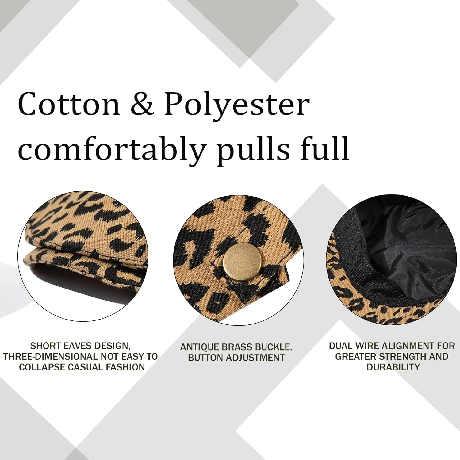 Clakllie Men's Ivy Newsboy Hat Leopard Print Irish Flat Caps Cabbie Driving Hunting Cap Adjsutable Gatsby Beret Hat