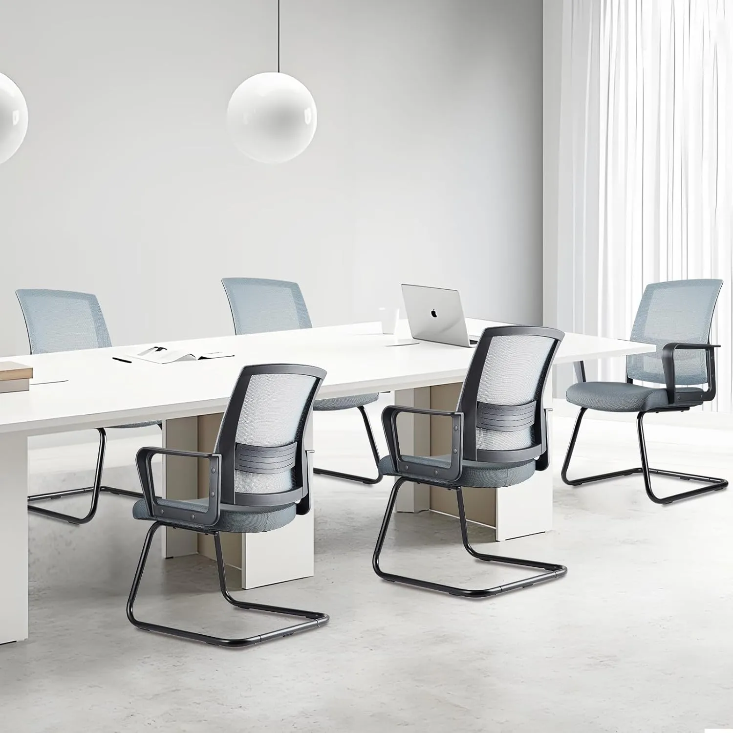 CLATINA Office Guest Chair with Lumbar Support and Mid Back Mesh Space Air Grid Series for Reception Conference Room Gray