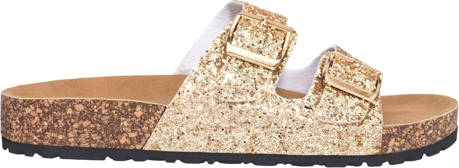 CLOVERLAY Women's Slide Sandals Casual Cork Footbed Platform Sandals Open Toe Slides
