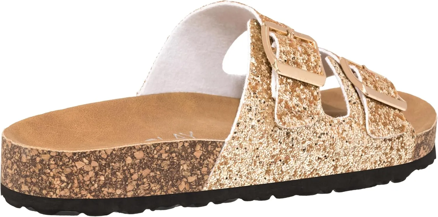 CLOVERLAY Women's Slide Sandals Casual Cork Footbed Platform Sandals Open Toe Slides