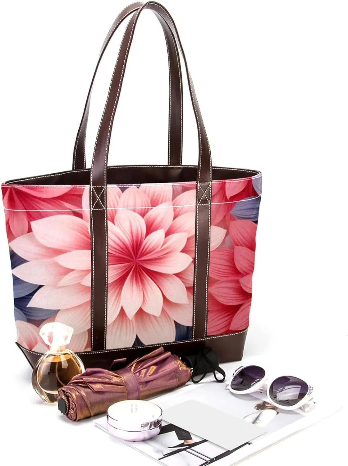 Colorful Petal Flowers-969 Shoulder Purses for Women Large Soft Washed Leather Purses and Durable Handbags