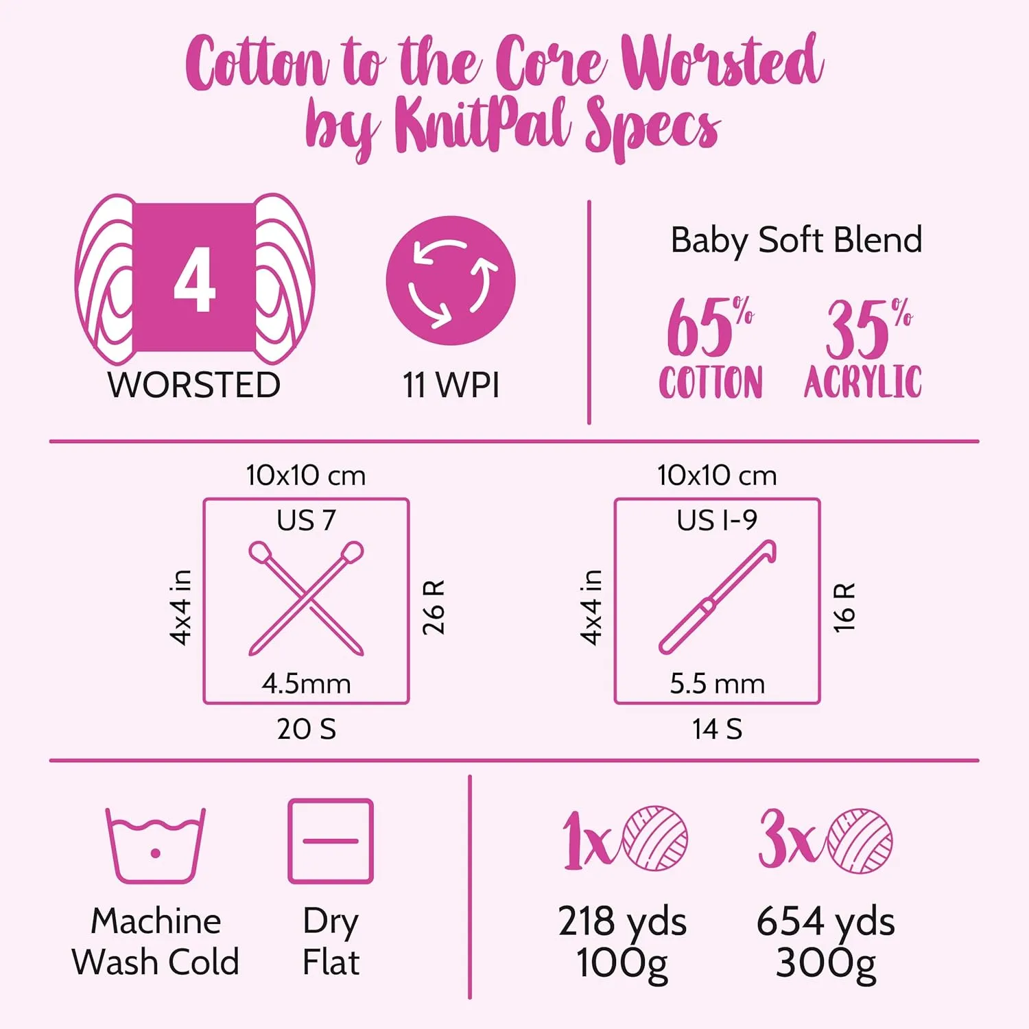 Cotton to The Core Worsted Weight Yarn for Crocheting, 3 Skeins, 654 Yds/300G, Free Patterns - Soft Cotton Yarn for Knitting - #4 Medium Worsted Weight - Golden Yellow