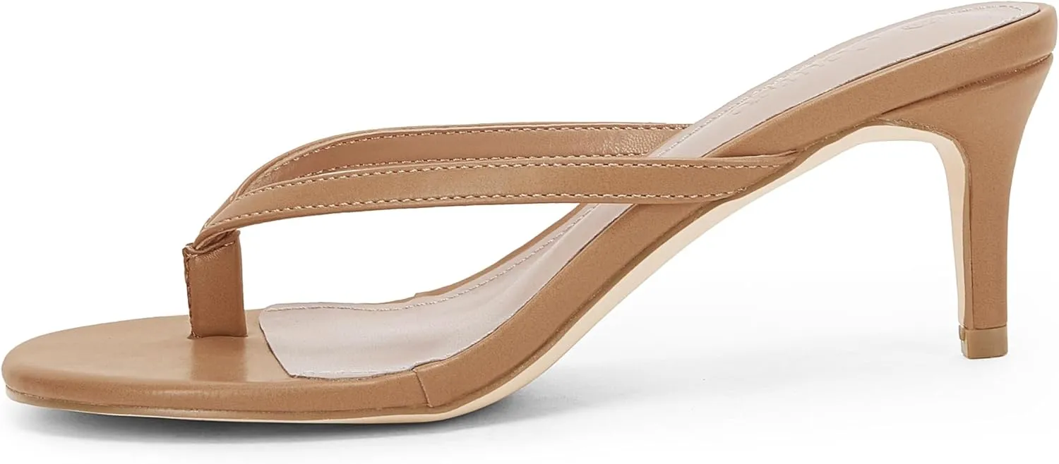 Coutgo Women's Kitten Heel Flip Flops Slip On Thong Slide Sandals Comfortable Summer Beach Shoes