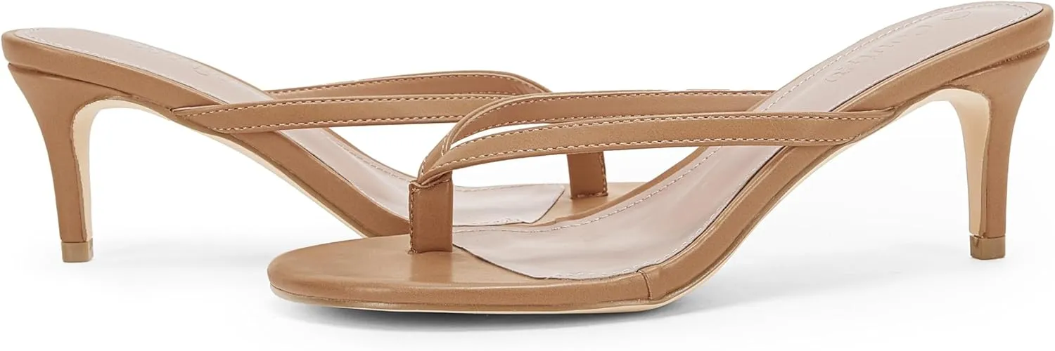 Coutgo Women's Kitten Heel Flip Flops Slip On Thong Slide Sandals Comfortable Summer Beach Shoes