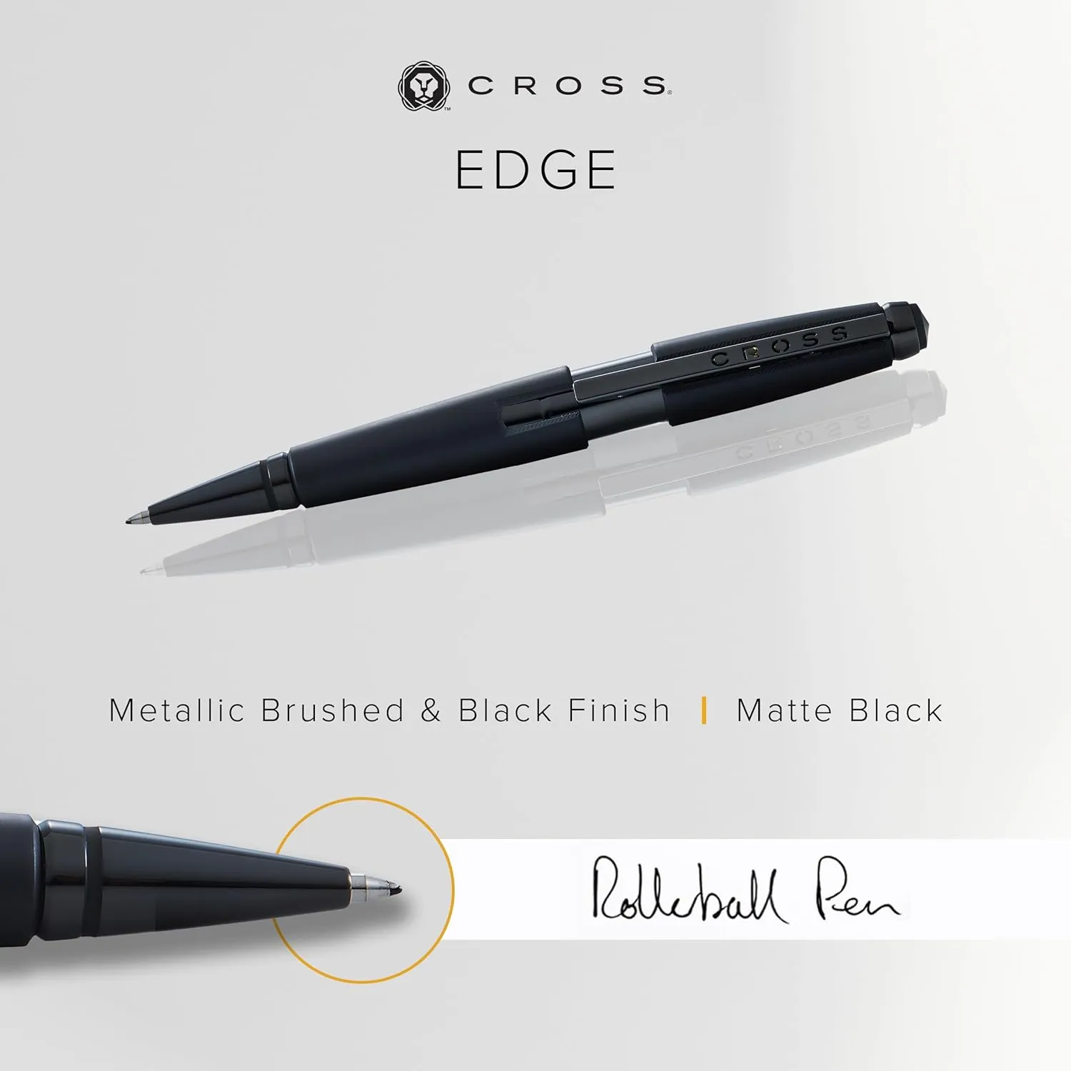 Cross Edge Refillable Rollerball Pen Presented in a Premium Gift Box - Medium Point, Black Ink, Matte Black