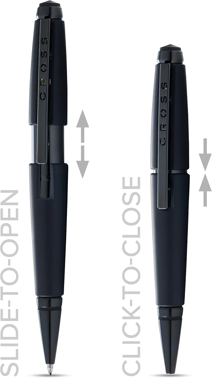 Cross Edge Refillable Rollerball Pen Presented in a Premium Gift Box - Medium Point, Black Ink, Matte Black