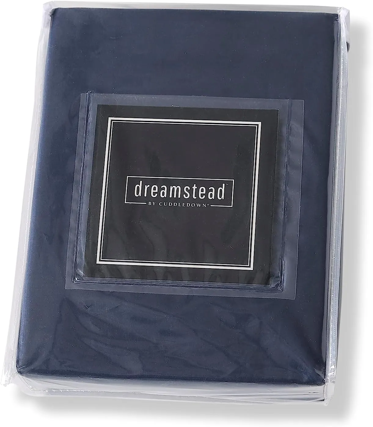 Cuddledown Dreamstead 100% Cotton Bed Sheets Set | 300 Thread Count | Luxurious Sateen Weave | Pure Combed Cotton | Soft | Wrinkle Resistant | 4 Piece Set | Navy | King | 78” x 80”