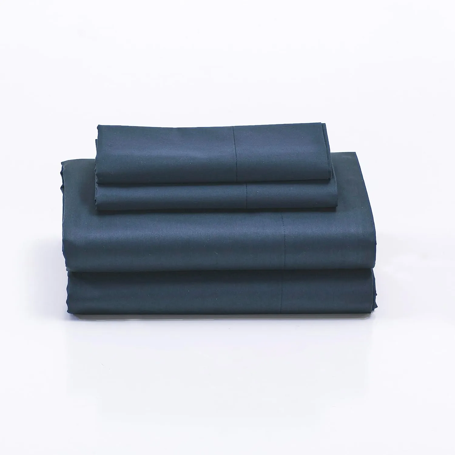 Cuddledown Dreamstead 100% Cotton Bed Sheets Set | 300 Thread Count | Luxurious Sateen Weave | Pure Combed Cotton | Soft | Wrinkle Resistant | 4 Piece Set | Navy | King | 78” x 80”