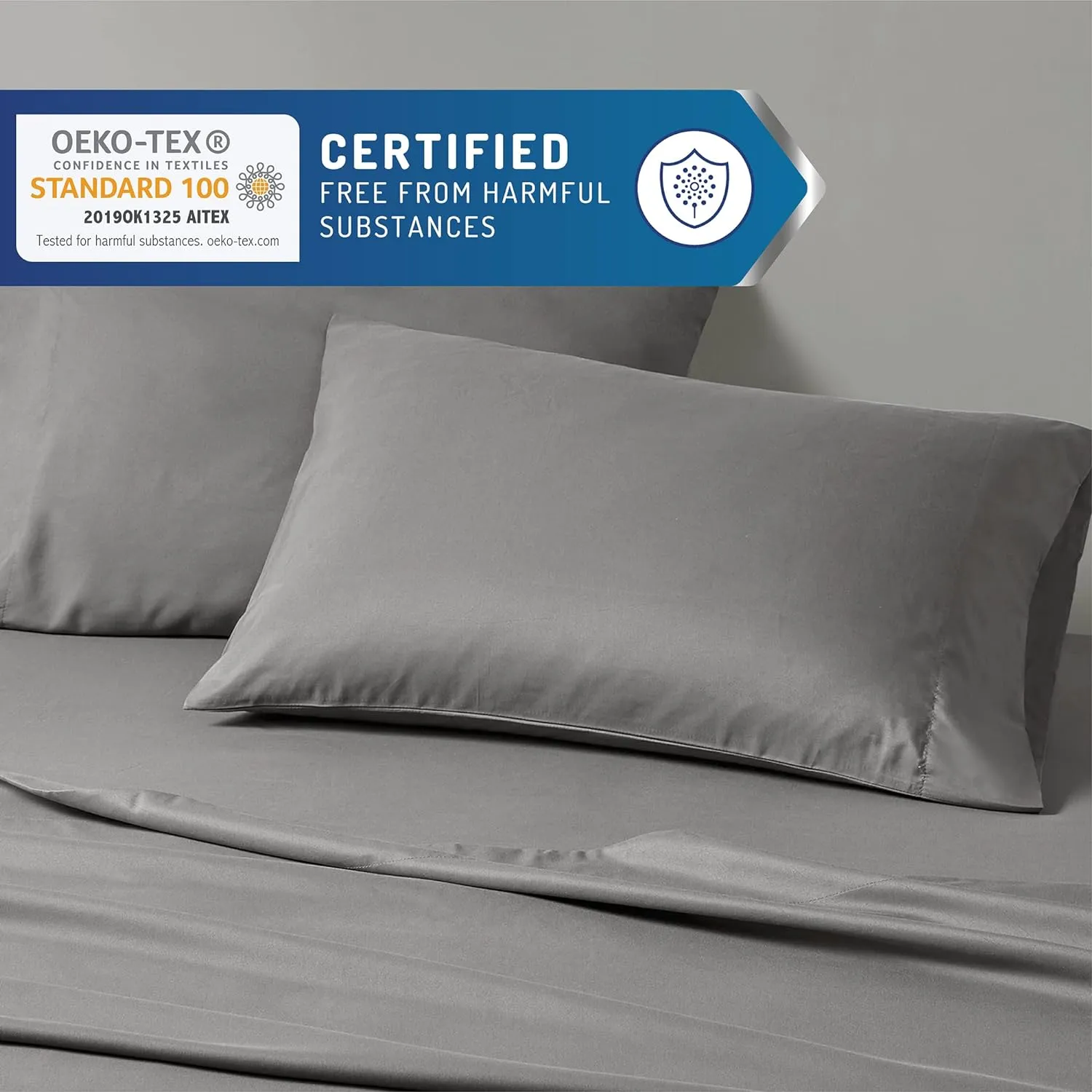 Degrees of Comfort Coolmax King Size Sheets Set, 4 Pieces Hotel Luxury Cooling Bed Sheet for Hot Sleepers, Super Soft, 14 Inch Deep Pocket, Grey