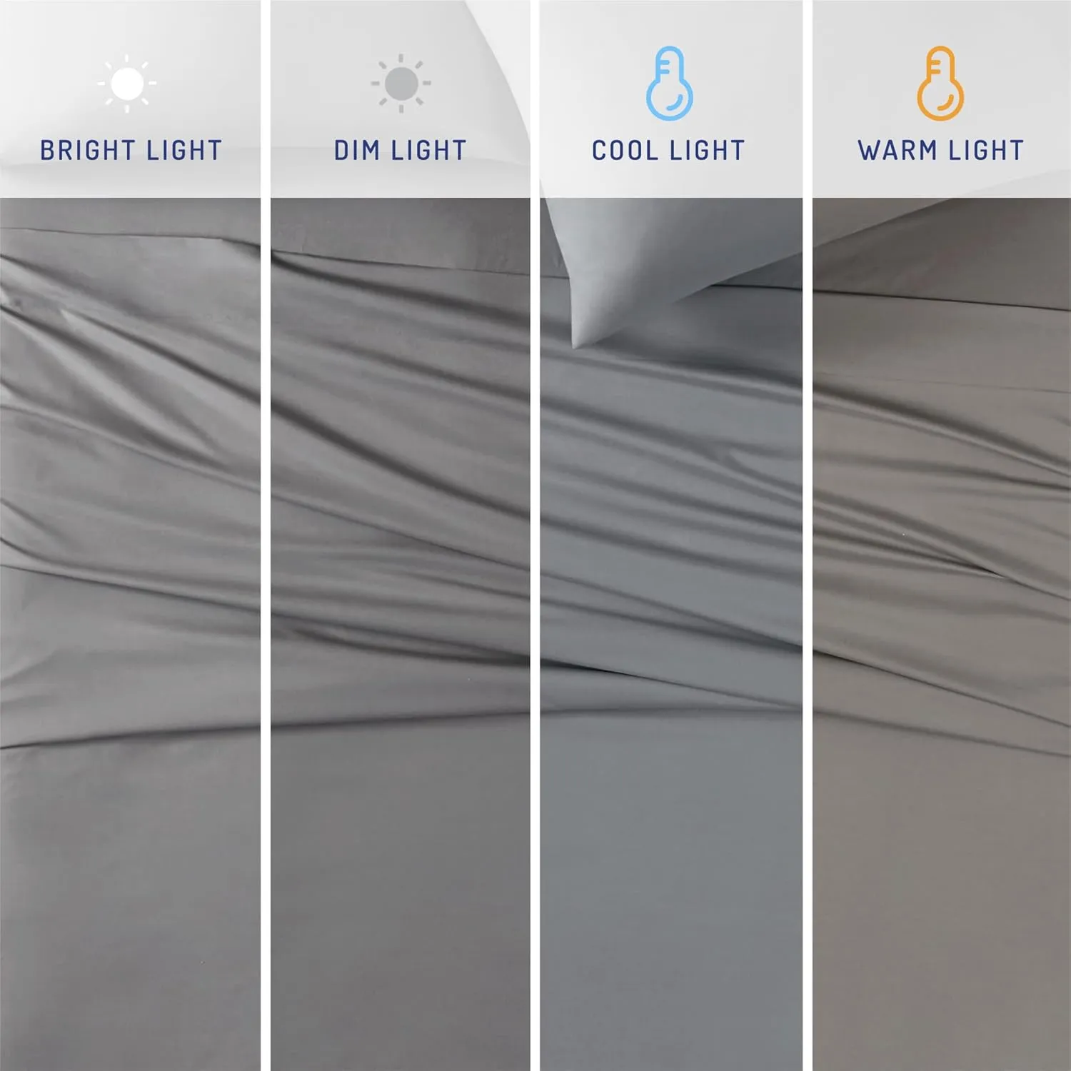 Degrees of Comfort Coolmax King Size Sheets Set, 4 Pieces Hotel Luxury Cooling Bed Sheet for Hot Sleepers, Super Soft, 14 Inch Deep Pocket, Grey