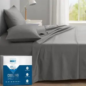 Degrees of Comfort Coolmax King Size Sheets Set, 4 Pieces Hotel Luxury Cooling Bed Sheet for Hot Sleepers, Super Soft, 14 Inch Deep Pocket, Grey