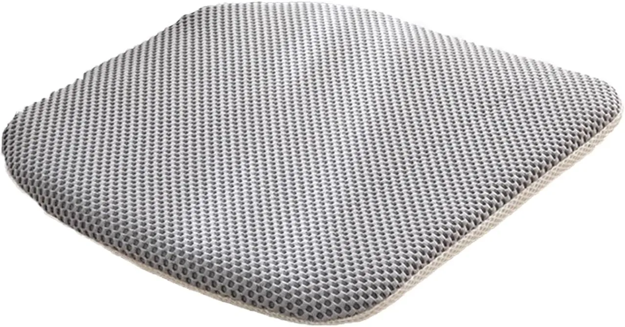 Dining Room Chair Cushion Covers Washable, Chair Seat Cushion Replacement, Summer Breathable Mesh Chair Pads with Ties, U Shaped Kitchen Chair Pads with Anti-Slip Rubber Back Gray