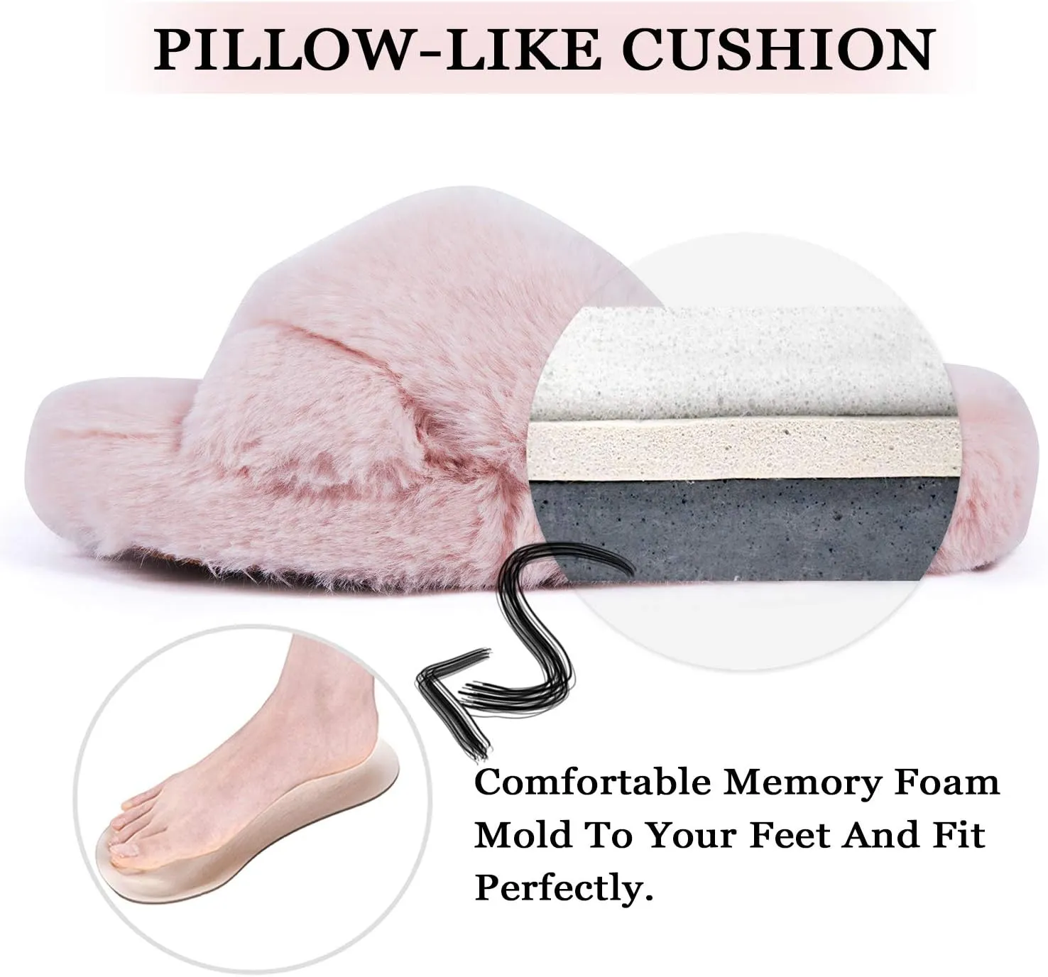 DL Fluffy Womens House Slippers Cross Band Open Toe, Soft Plush Fleece Bedroom Slippers Women Memory Foam, Comfy Fuzzy Slip On Non-Slip Womens Slippers Indoor Leopard Size