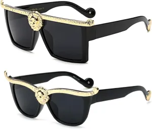 Dollger Square Oversized Sunglasses Flat Top Thick Plastic Super Dark Gangster Luxury Shades 57mm