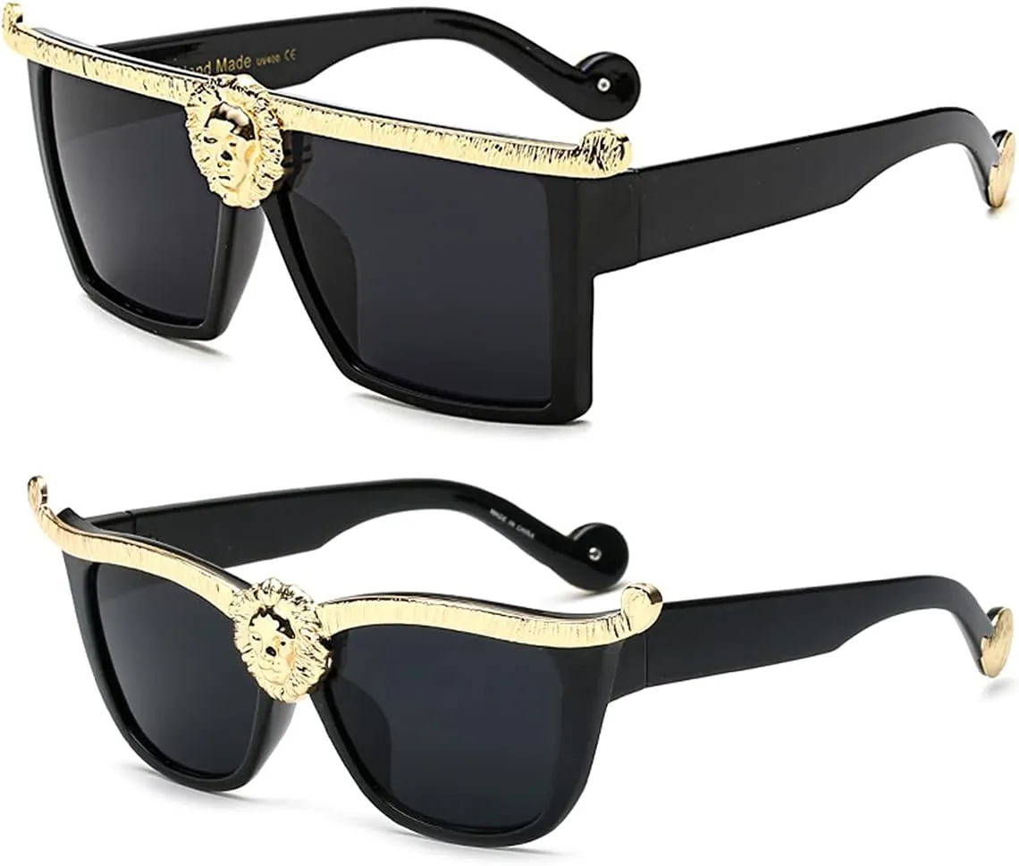 Dollger Square Oversized Sunglasses Flat Top Thick Plastic Super Dark Gangster Luxury Shades 57mm