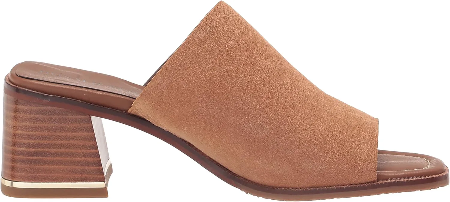 Donald Pliner Women's Haze Textured Stretch Fabric Mule Heeled, Slide, Comfortable, Leather, Chunky Sandals