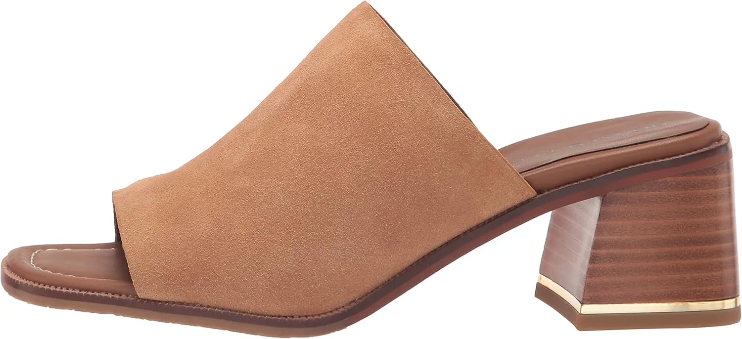 Donald Pliner Women's Haze Textured Stretch Fabric Mule Heeled, Slide, Comfortable, Leather, Chunky Sandals