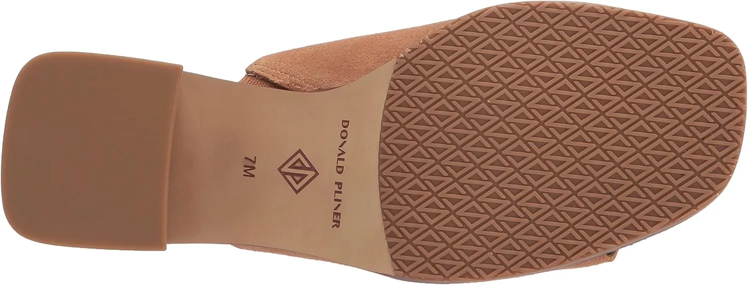 Donald Pliner Women's Haze Textured Stretch Fabric Mule Heeled, Slide, Comfortable, Leather, Chunky Sandals