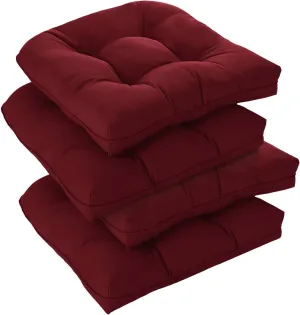 downluxe Outdoor Chair Cushions Set of 4 for Patio Furniture, Waterproof Tufted Overstuffed Patio Furniture Cushions, Thick Outdoor Seat Cushion, 19" X 19" X 5", Burgundy
