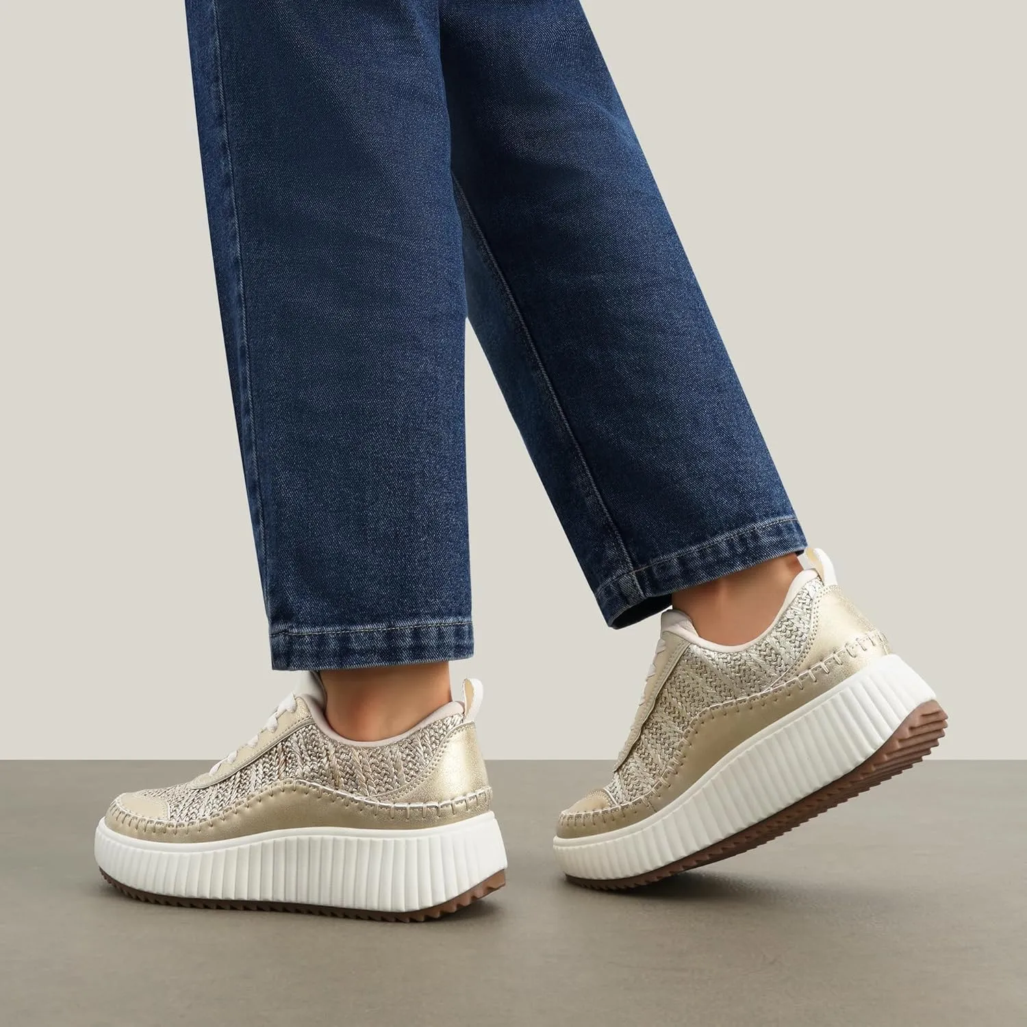 DREAM PAIRS Women Chunky City Tweed Comfortable Casual Platform Fashion Sneaker