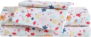 Eddie Bauer Kids - Twin Sheets, Stain-Resistant Toddler Bedding with Matching Sham(s), Super Soft, Ideal Girl Room Essentials (Colorful Floral Pink, Twin)