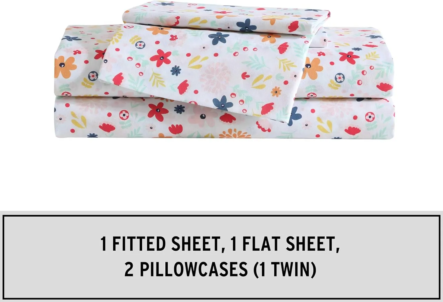 Eddie Bauer Kids - Twin Sheets, Stain-Resistant Toddler Bedding with Matching Sham(s), Super Soft, Ideal Girl Room Essentials (Colorful Floral Pink, Twin)