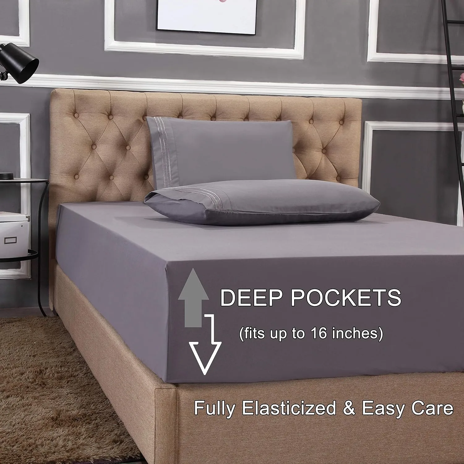 Elegant Comfort 1500 Premier Wrinkle & Fade Resistant Hotel Quality 4-Piece Bed Sheet Set Ultra Soft Luxurious Bed Sheet Set Includes Flat Sheet, Fitted Sheet and 2 Pillowcases