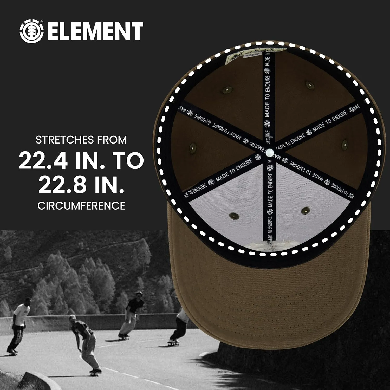 Element Baseball Hat, Adult Flex Fit Active Sport Cap with Curved Brim