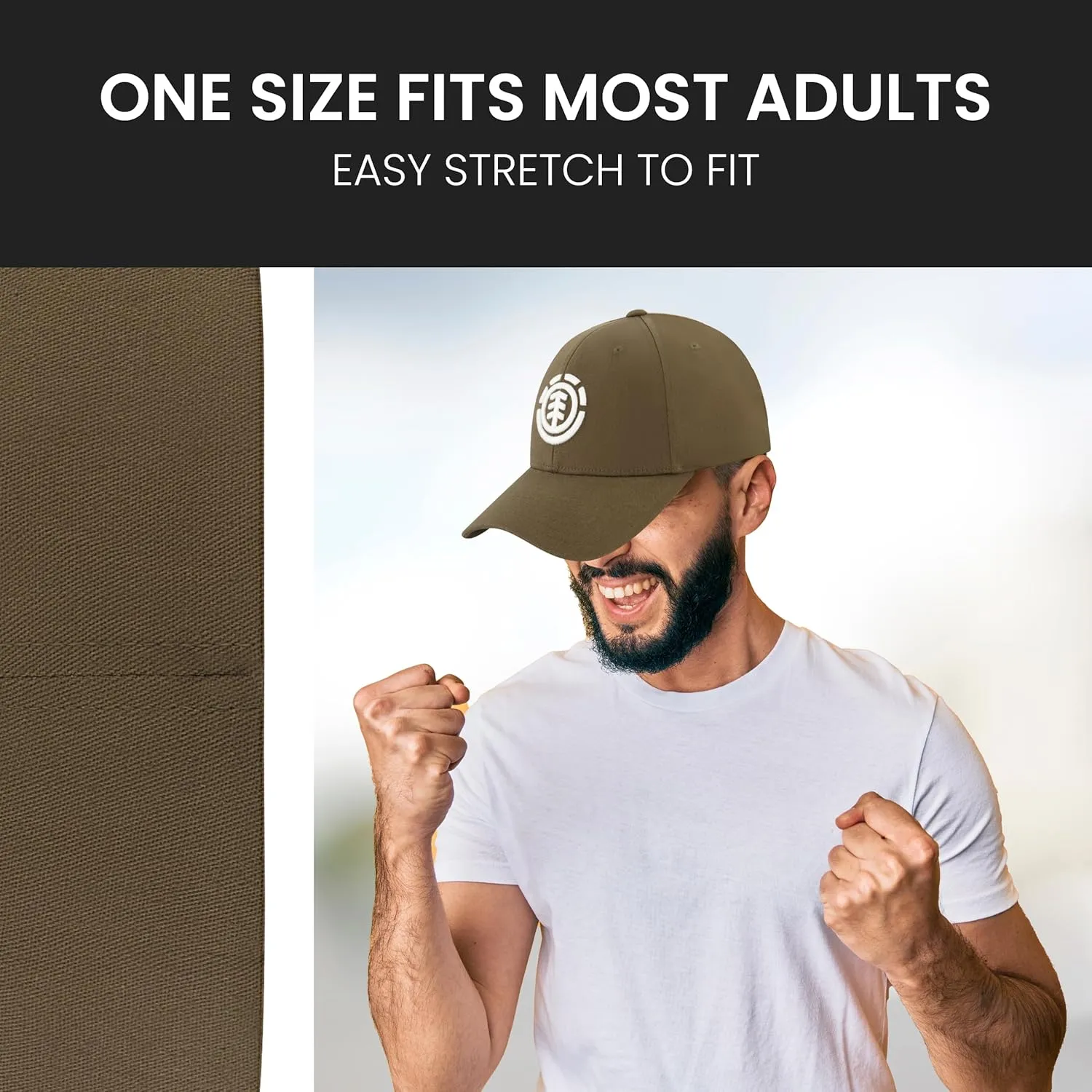 Element Baseball Hat, Adult Flex Fit Active Sport Cap with Curved Brim