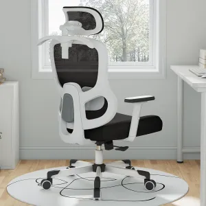 Ergonomic Office Chair Big Tall Reclining Gaming Chair Adjustable Lumbar Support 2D Armrest 6D Headrest Breathable Mesh Swivel Computer Chairs Home Task Desk Chair Coat Hanger Tilt Lock Black White