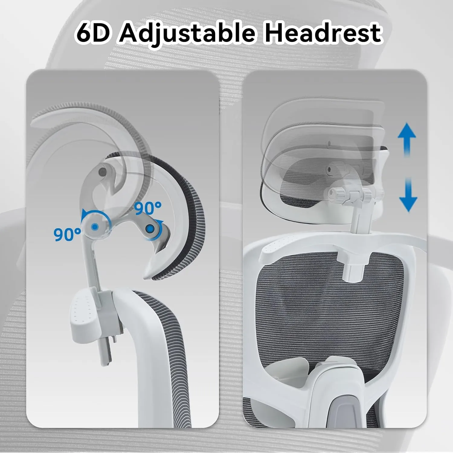 Ergonomic Office Chair Big Tall Reclining Gaming Chair Adjustable Lumbar Support 2D Armrest 6D Headrest Breathable Mesh Swivel Computer Chairs Home Task Desk Chair Coat Hanger Tilt Lock Black White