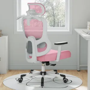 Ergonomic Office Chair Big Tall Reclining Gaming Chair Adjustable Lumbar Support 2D Armrest 6D Headrest Breathable Mesh Swivel Computer Chairs Home Task Desk Chair Coat Hanger Tilt Lock (Pink)
