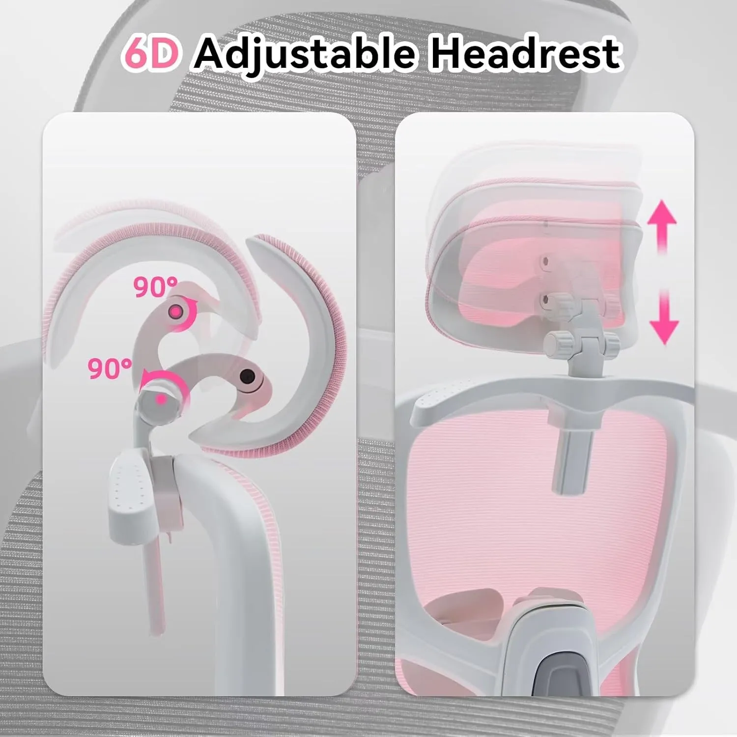 Ergonomic Office Chair Big Tall Reclining Gaming Chair Adjustable Lumbar Support 2D Armrest 6D Headrest Breathable Mesh Swivel Computer Chairs Home Task Desk Chair Coat Hanger Tilt Lock (Pink)