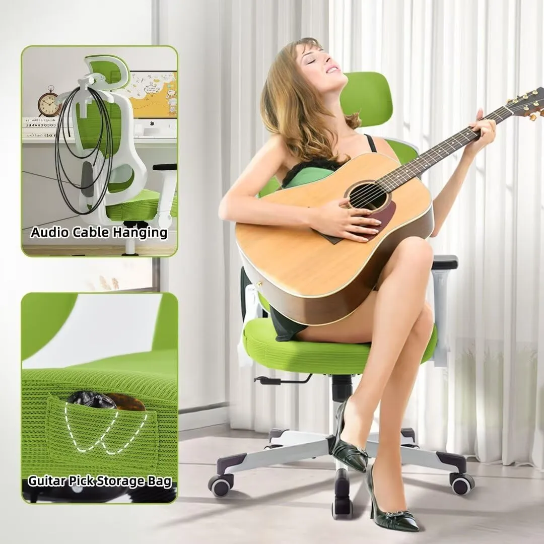 Ergonomic Office Chair Big Tall Reclining Gaming Chair Adjustable Lumbar Support 6D Armrest 6D Headrest Breathable Mesh Swivel Computer Chairs Home Task Desk Chair Wheels Coat Hanger Tilt Lock Green