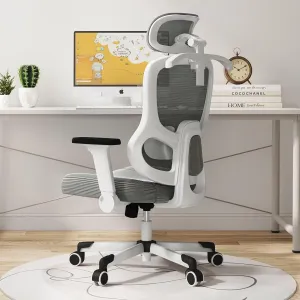 Ergonomic Office Chair Reclining Gaming Chair Adjustable Lumbar Support 4D Armrest 6D Headrest Breathable Mesh Swivel Computer Chairs Home Studio Chairs Desk Chair Coat Hanger Tilt Lock (Grey)