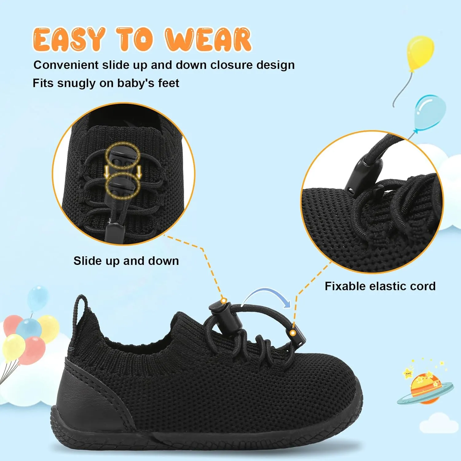 FEETCITY Baby Shoes Boys Girls First Walking Shoes Infant Sneakers Crib Shoes Breathable Lightweight Slip On Shoes