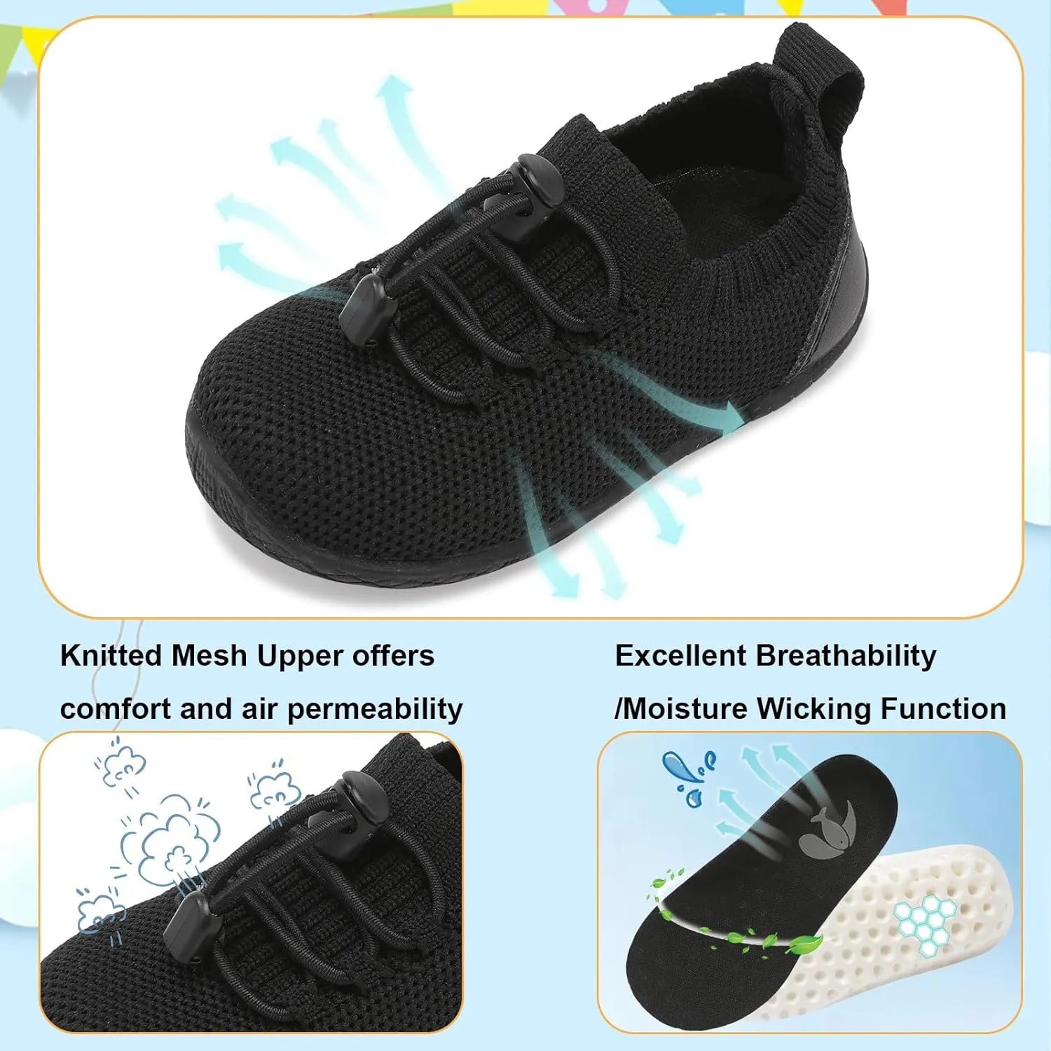 FEETCITY Baby Shoes Boys Girls First Walking Shoes Infant Sneakers Crib Shoes Breathable Lightweight Slip On Shoes