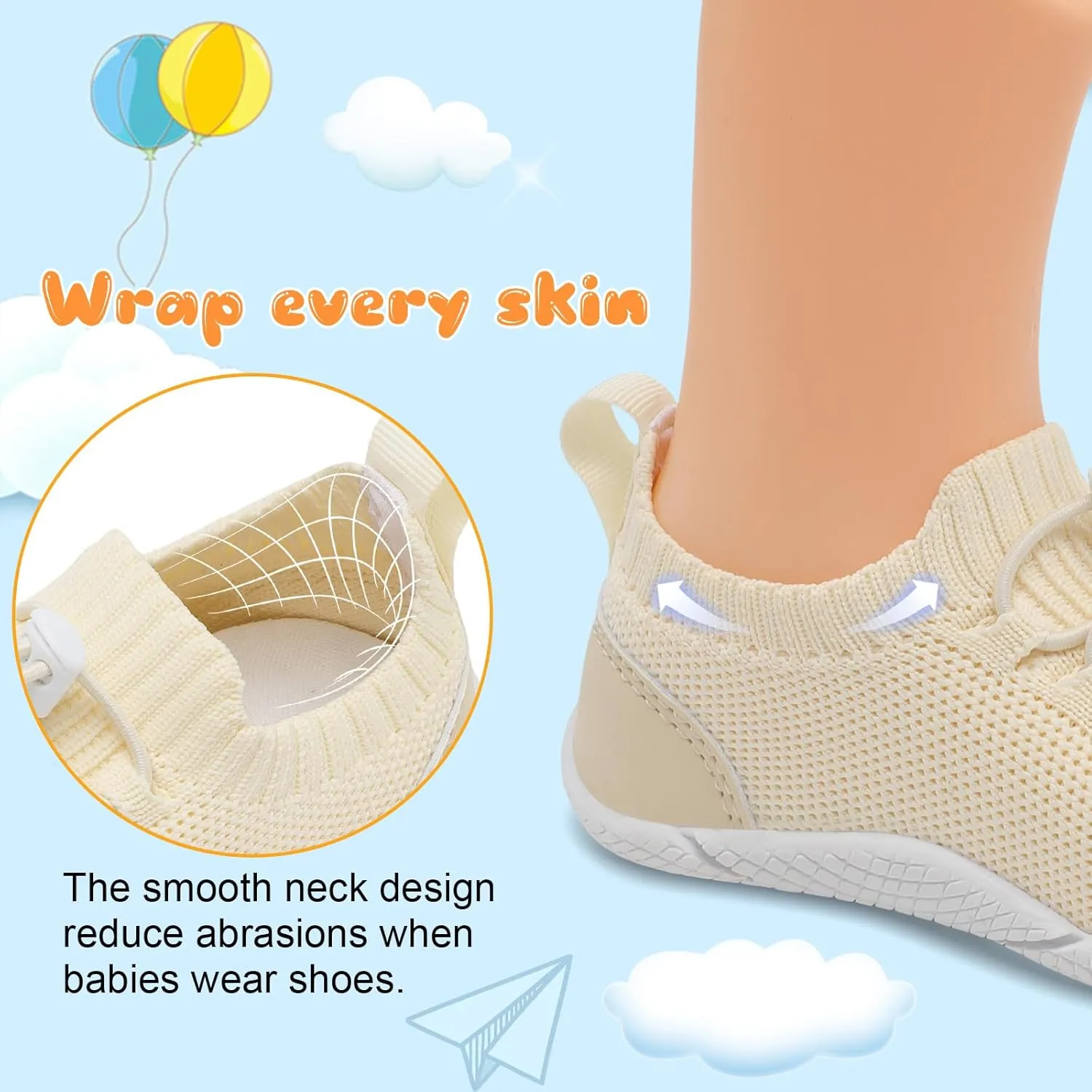 FEETCITY Baby Shoes Boys Girls First Walking Shoes Infant Sneakers Crib Shoes Breathable Lightweight Slip On Shoes