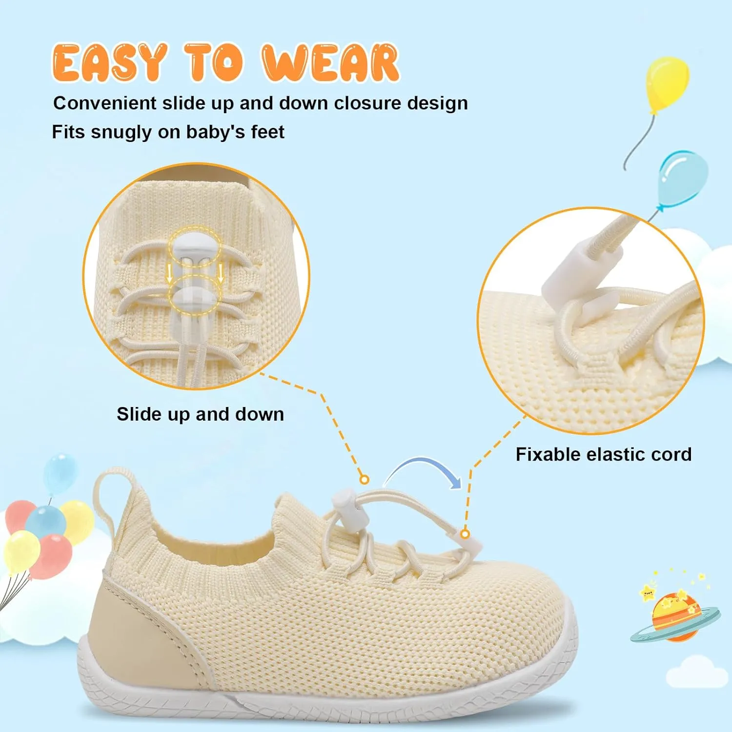 FEETCITY Baby Shoes Boys Girls First Walking Shoes Infant Sneakers Crib Shoes Breathable Lightweight Slip On Shoes
