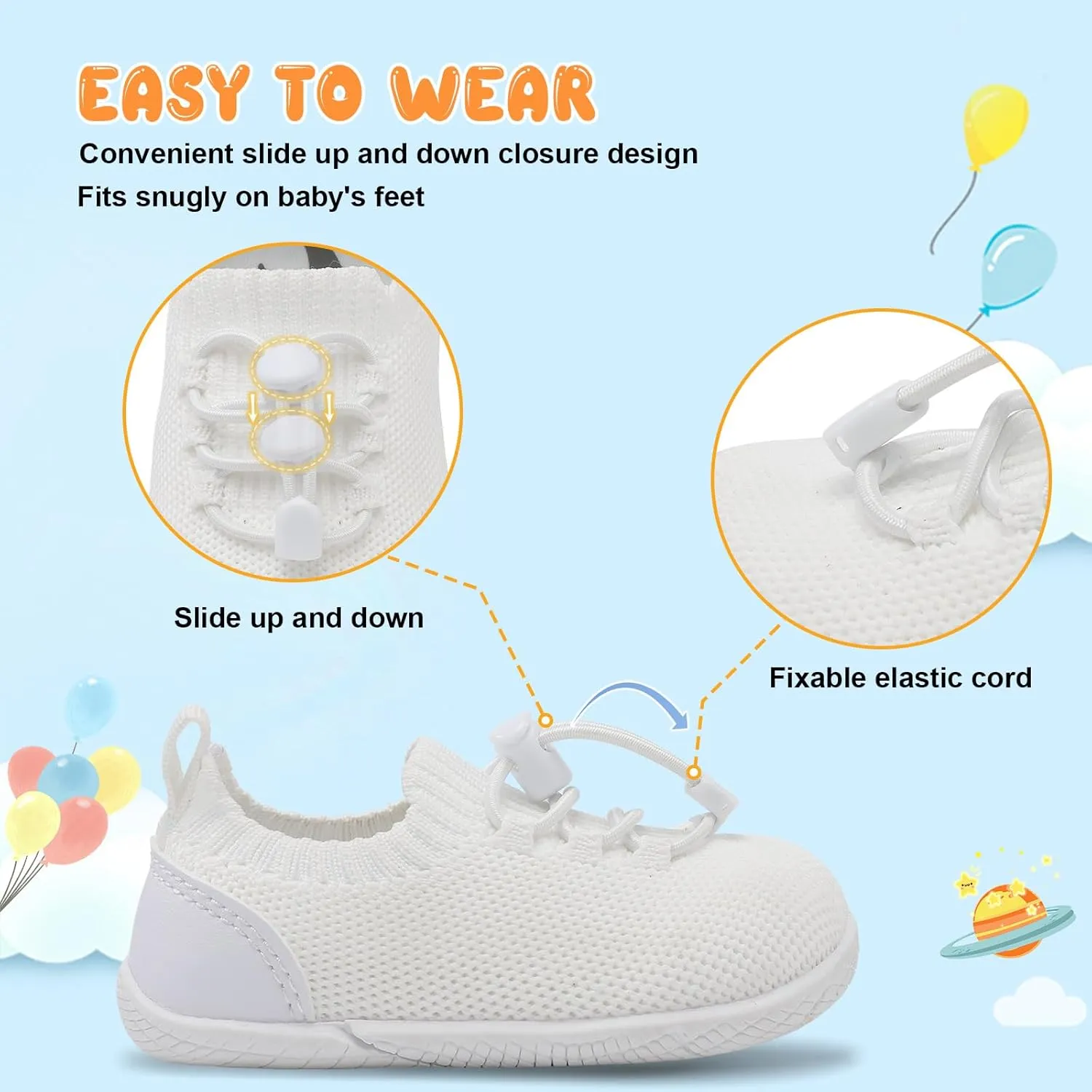 FEETCITY Baby Shoes Boys Girls First Walking Shoes Infant Sneakers Crib Shoes Breathable Lightweight Slip On Shoes