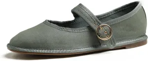 FEVERSOLE Women's Soft Breathable Mary Jane Memory Foam Cushioned Comfort Round Toe Metal Buckle Flats Walking Shoes