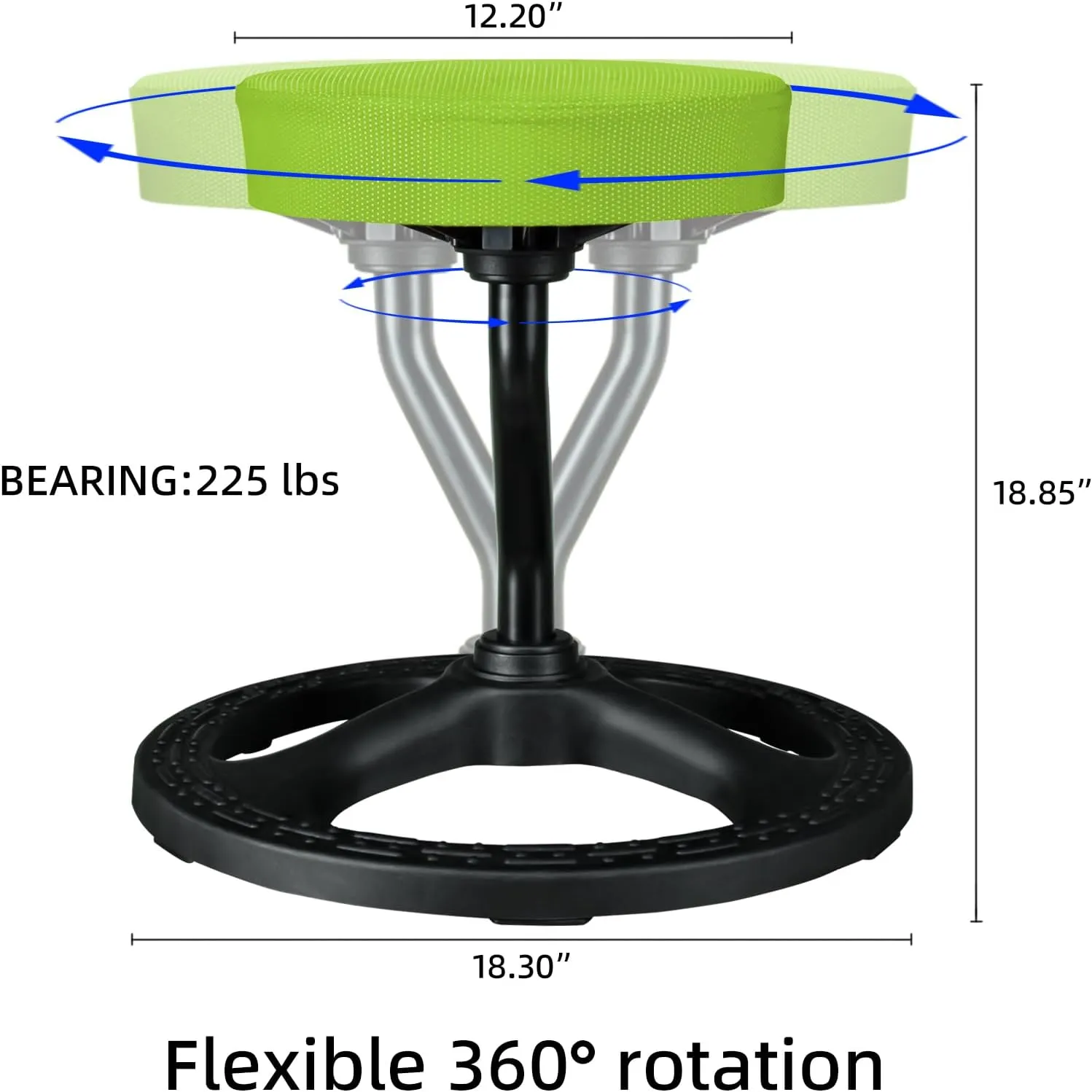 Fitness Seat, ADHD Chair Stool for Stability, Balance, Yoga, Office, School, Wellness, Active Sitting with Non-Slip Base and Washable Seat Cover-Green…