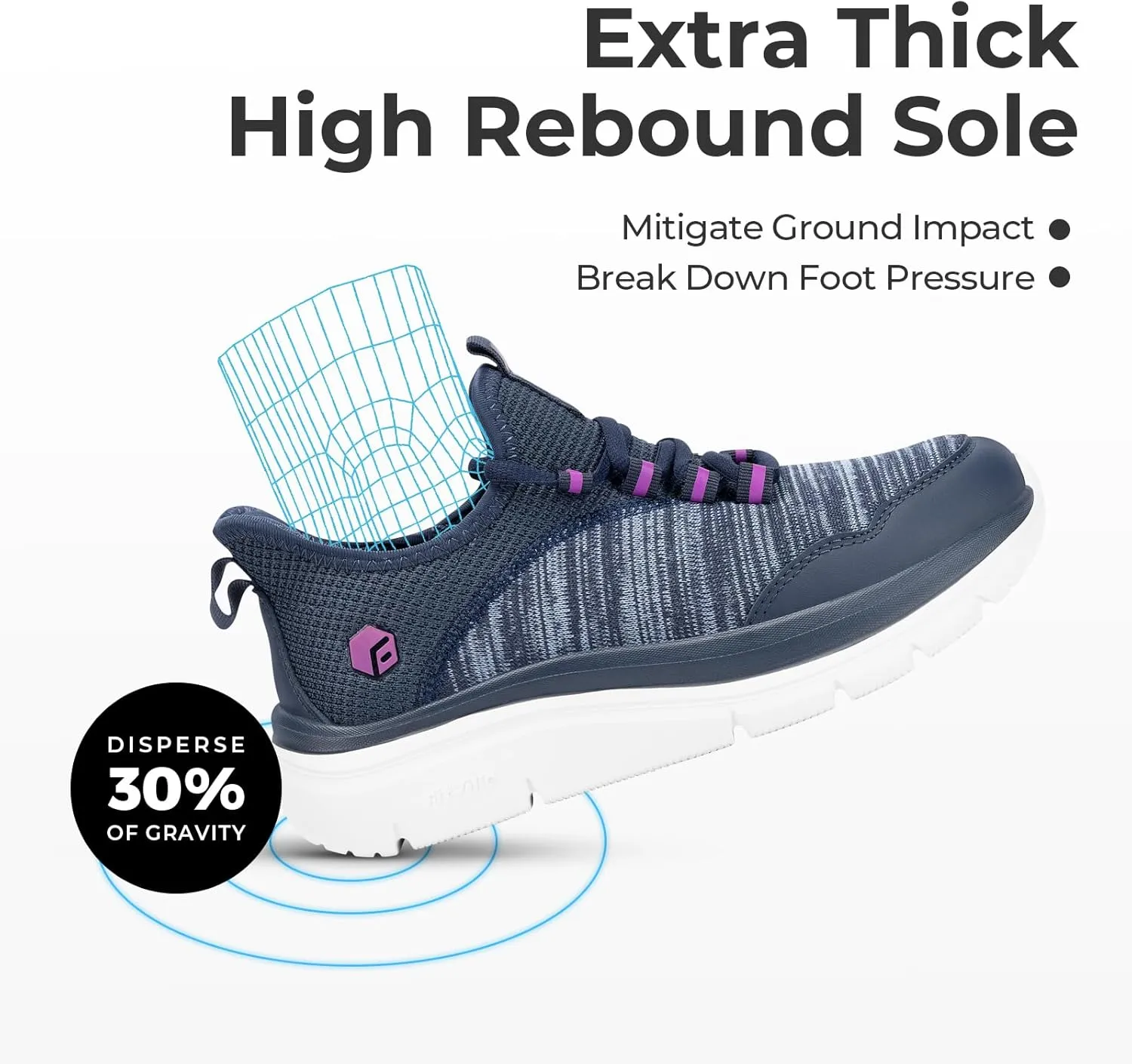 FitVille Women's Slip On Sneakers Wide Shoes Hands Free Running Shoes Slip-On Walking Shoes for Flat Feet Plantar Fasciitis Heel Pain Relief - Cloud Walker V7