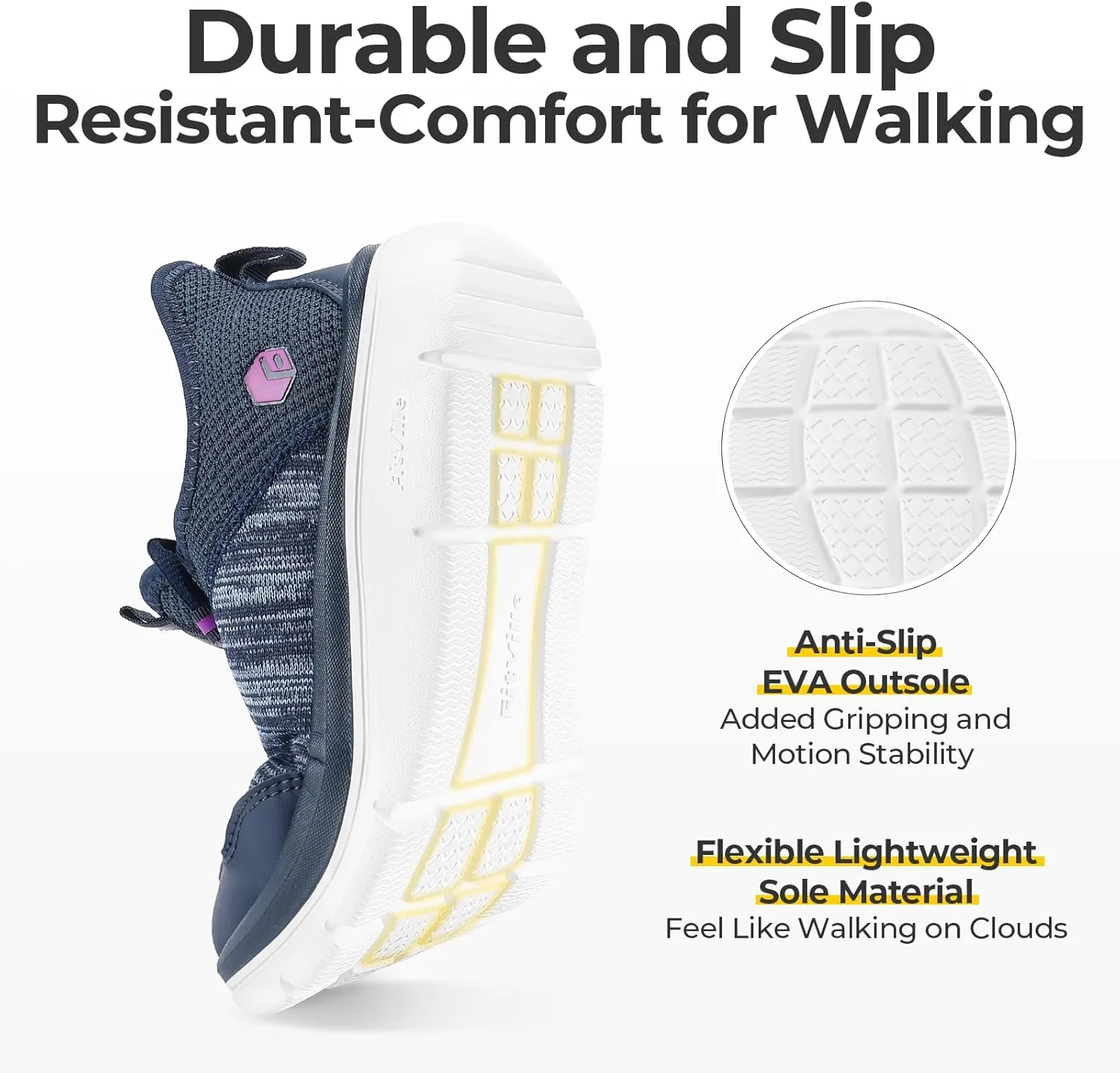 FitVille Women's Slip On Sneakers Wide Shoes Hands Free Running Shoes Slip-On Walking Shoes for Flat Feet Plantar Fasciitis Heel Pain Relief - Cloud Walker V7