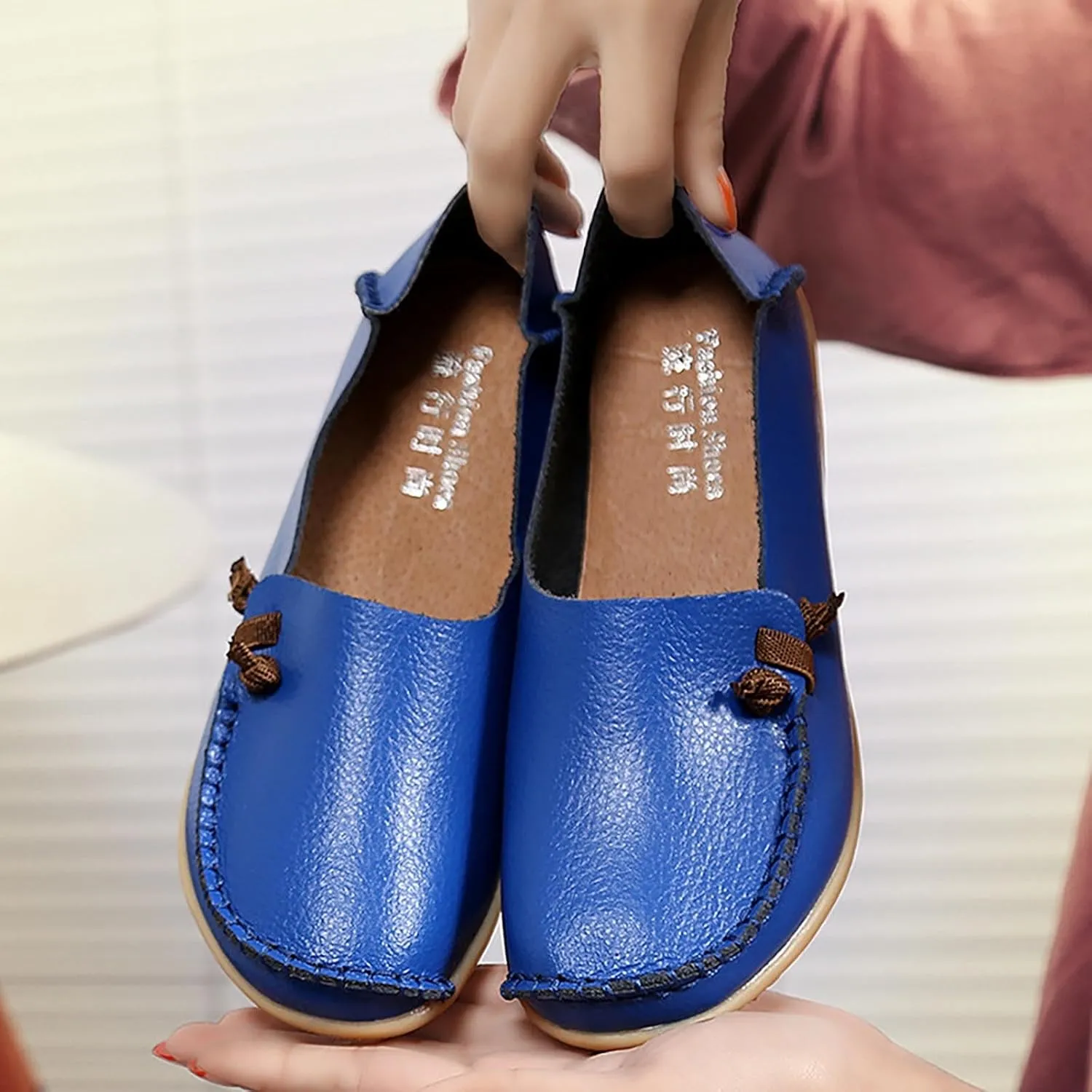 Flats Shoes Women Dressy Comfortable Work Loafers Shoes Wide Width Lightweight Soft Leather Moccasins Cute Walk Flats