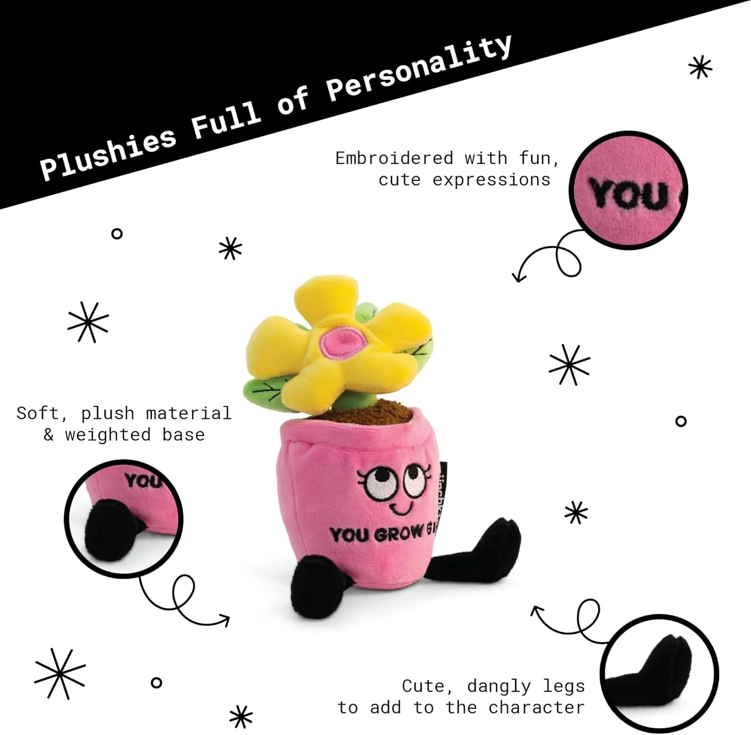 Flower Plushie - You Grow Girl Cute Flower Plush, Funny Plushie Gift for Kids