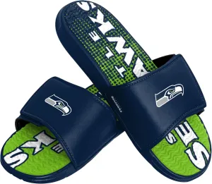 FOCO Seattle Seahawks NFL Mens Gradient Wordmark Gel Slide - L