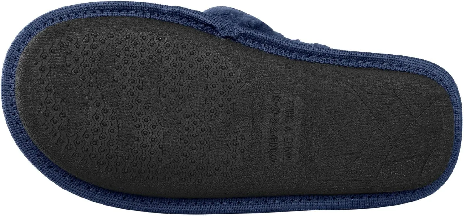 FOCO Womens NFL Team Script Wordmark Fuzzy Cross Slide Slippers