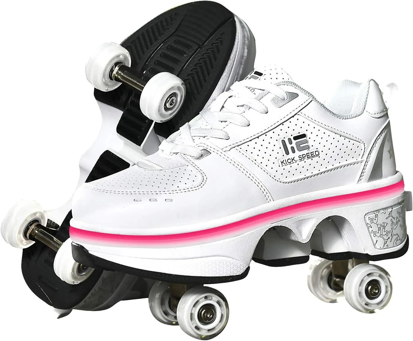 Four-Wheel 2-in-1 Roller Skate Shoes Unisex Skates Detachable Kids Sneakers with Wheels